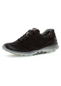 Damen Keilsneaker, Gabor Rollingsoft, Gr. 38, schwarz, Nubukleder, sportlich, Schuhe, mit Logoschriftzug an der Ferse, Freizeitschuh, Halbschuh,