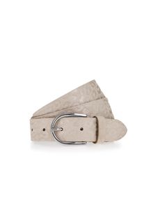 Tamaris Damen Ledergürtel, beige, modisch, Gr. 85, Rindsleder, Gürtel, schiemernde Prägung im Animal-Design