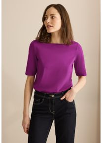 Cecil Damen T-Shirtanemone pink, Basic, Gr. XXL, unifarben, Web, 95% Baumwolle, 5% Elasthan, Shirts, mit U-Boot-Ausschnitt