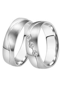 DOOSTI Trauring "Schmuck Geschenk Edelstahl Trauring Ehering Partnerring LIEBE", 54,mit Zirkonia, Edelstahl, 6mm, silber, Edelstahl, Fingerringe,