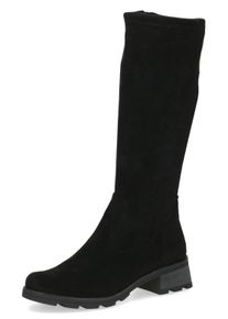Caprice Damen Winterstiefel, Gr. 40, schwarz, Textil, unifarben, Veloursleder, casual, Schuhe, Blockabsatz, Langschaftstiefel in bequemer Weite