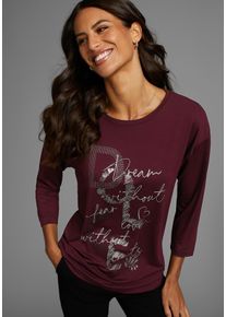 Laura Scott Damen 3/4-Arm-Shirt, rot, feminin, Gr. 38, unifarben, bedruckt, metallic, Single Jersey, Obermaterial: 95% Viskose, 5% Elasthan, Shirts,