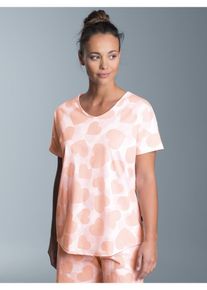 TRIGEMA Damen Schlafanzug "TRIGEMA Oversized T-Shirt mit Allover Herzchen-Print", weiß, casual, Gr. M, 100% Baumwolle, Homewear-Sets