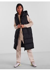 Pieces Damen Steppweste "PCBEE NEW LONG PUFFER VEST NOOS BC", schwarz, modisch, Gr. XS, unifarben, Steppware, Obermaterial: 100% Polyester, Westen