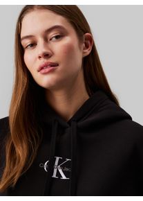 Damen Kapuzensweatshirt "MONOLOGO REGULAR HOODIE", schwarz, feminin, Gr. XS, Calvin Klein Jeans, unifarben, Sweatware, Obermaterial: 61% Baumwolle,