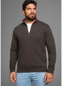 H.I.S. H.I.S Herren Sweatshirt, grau, casual, Gr. S, unifarben mit Farbeinsatz, Sweatware, Obermaterial: 60% Baumwolle, 40% Polyester, Sweatshirts,