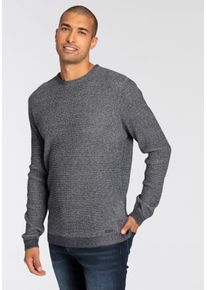 Bruno Banani Herren Rundhalspullover, schwarz, casual, Gr. XXXL, meliert, Strick, Obermaterial: 50% Baumwolle, 50% Polyacryl, Pullover