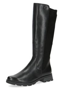 Caprice Damen Stiefel, Gr. 37,5, schwarz, Leder, Textil, unifarben, klassisch, Schuhe, Blockabsatz, Langschaftstiefel, Businessstiefel mit
