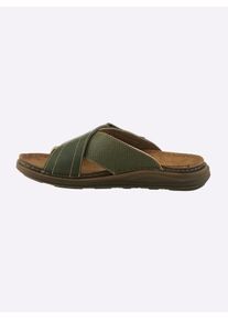 Fischer Herren Pantolette, Gr. 40, grün, Lederimitat, Textil, Basic, Schuhe