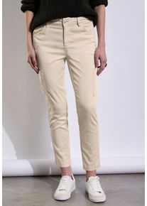 Damen Cargohose, beige, casual, Gr. 46, STREET ONE STUDIO, unifarben, Stoff, 60% Lyocell, 37% Baumwolle, 3% Elasthan, Hosen, aus Lyocell