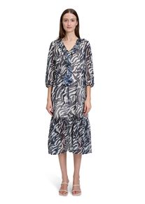 BETTY & CO BETTY & CO Damen Volantkleid "Betty & Co Volantkleid mit V-Ausschnitt", blau, feminin, Gr. 44, Obermaterial: 100% Polyester. Futter: 100% Polyester.,