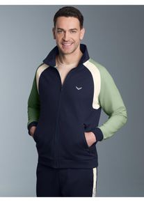 TRIGEMA Herren Trainingsjacke "TRIGEMA Sweatjacke mit Stehkragen", blau, Basic, Gr. M, 70% Baumwolle, 30% Polyester, Jacken