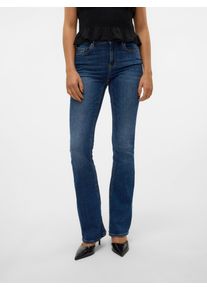 Véro Moda VERO MODA Damen Bootcut-Jeans "VMFLASH MR FLARED JEANS LI3110 GA NOOS", blau, modisch, Gr. XS, unifarben, Denim/Jeans, Obermaterial: 89% Baumwolle,