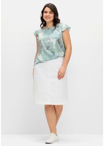 Große Größen Jeansrock mit Taschen, in A-Linie Gr. 56 weiß von sheego für Damen
