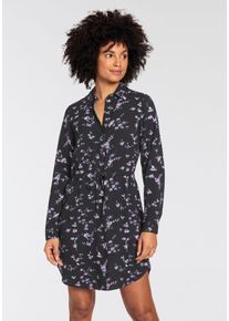 Tamaris Damen Hemdblusenkleid, schwarz, feminin, Gr. 42, geblümt, Web, Obermaterial: 100% Viskose, Kleider, mit Blumenmuster - NEUE KOLLEKTION
