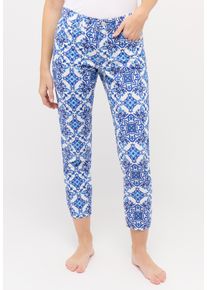 Angels Damen 7/8-Hose "ORNELLA", blau, casual, Gr. 38, gemustert, Web, Obermaterial: 97% Baumwolle, 3% Elasthan, Hosen