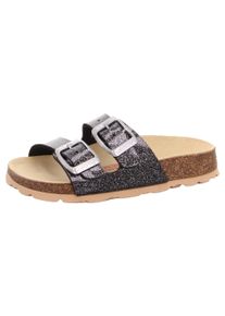 Superfit Kinder Pantolette "Fußbettpantoffel VIOS WMS: Mittel", Gr. 29, schwarz, Synthetik, modisch, Schuhe, Schlappen, Hausschuh mit Glitzer,