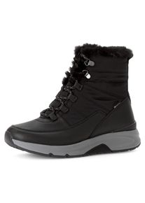 Damen Winterboots, Gabor Rollingsoft, Gr. 39, schwarz, Kalbsleder, Textil, casual, Schuhe, Keilabsatz, Schnürboots, Outdoorsch, Ösen, Bergsteigerlook