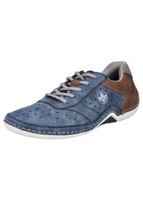 Rieker Herren Sneaker, Gr. 40, blau, Nubuklederimitat, Textil, sportlich, Schuhe, Schnürschuh, Halbschuh, Freizeitschuh mit MemoSoft-Innensohle