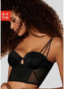Lascana Damen Corsage, Gr. 70, schwarz, Obermaterial: 60% Polyamid, 35% Polyester, 5% Elasthan, sexy, Corsagen, mit Bügel und dezent transparenter