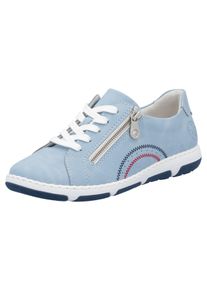 Rieker Damen Sneaker, Gr. 38, blau, Lederimitat, sportlich, Schuhe, Halbschuh, Schnürschuh, Freizeitschuh mit sportiver Laufsohle