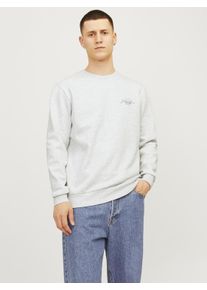 Jack & Jones JACK & JONES Herren Sweatshirt "JJFERRIS SWEAT CREW NECK", weiß, modisch, Gr. S, bedruckt, meliert, angeraute Sweatware, Obermaterial: 60% Baumwolle,