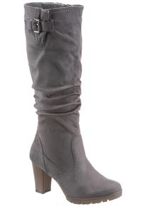 ANISTON SHOES Damen Stiefel, Gr. 41, grau, Textil, klassisch, Schuhe, mit Raffungen am slouchy Schaft - NEUE KOLLEKTION