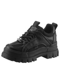 Buffalo Damen Schnürschuh, Gr. 37, schwarz, Lederimitat, Textil, modisch, Schuhe, mit Profilsohle, Freizeitschuh, Halbschuh, Schnürschuh