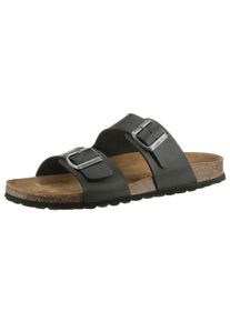 MAN'S WORLD MAN'S WORLD Herren Pantolette, Gr. 44, schwarz, Lederimitat, unifarben, klassisch, Schuhe, Schlappen, Sommerschuh, Hausschuh mit vorgeformtem Fußbett