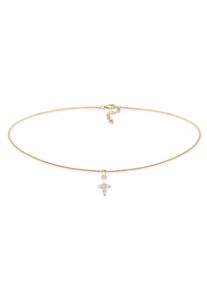 Elli Damen Collier "Choker Kreuz Religion Zirkonia 925 Silber", 36,mit Stein, Silber 925 (Sterlingsilber), L: 36cm, gold, Silber 925