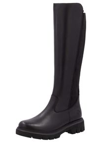 Remonte Damen Stiefel, Gr. 42, schwarz, Leder, Lederimitat, Elastischer Einsatz, unifarben, klassisch, Schuhe, Blockabsatz, Businessmode,