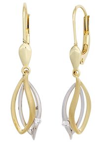 Jobo Damen Paar Ohrhänger, SI = kleine Einschlüsse, Gelbgold 585-Weißgold 585-Diamanten, gelb, Gelbgold 585, Weißgold 585, Diamanten, Ohrringe, 585