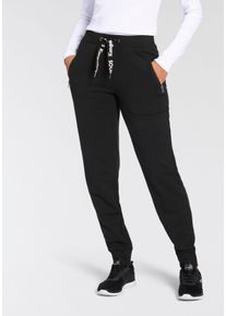 Kangaroos Damen Jogginghose, schwarz, casual, Gr. 34, bedruckt, unifarben, Sweatware, Obermaterial: 95% Baumwolle, 5% Elasthan, Hosen, mit