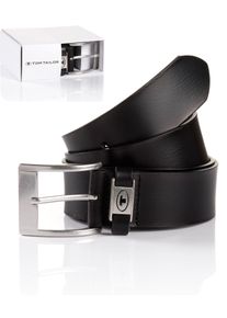 Tom Tailor Damen Ledergürtel "TTNATHAN", schwarz, Gr. 115, Rindsleder, Gürtel, in Geschenkbox