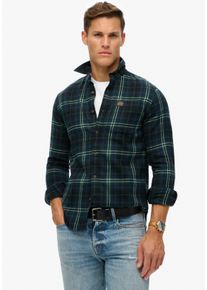 Superdry Herren Langarmhemd "Organic Cotton Lumberjack Check Shirt", blau, modisch, Gr. S, kariert, Web, Obermaterial: 100% Baumwolle, Hemden