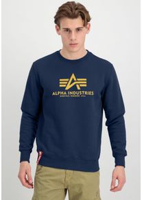 Herren Sweatshirt "Basic Sweater", blau, modisch, Gr. XL, Alpha Industries, bedruckt, angeraute Sweatware, Obermaterial: 80% Baumwolle, 20%