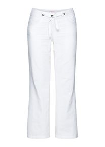 sheego Damen Leinenhose "Große Größen", weiß, casual, Gr. 44, unifarben, Obermaterial: 55% Leinen, 45% Baumwolle, Hosen, aus angenehmen