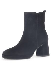 Gabor Damen Stiefelette, Gr. 38,5, schwarz, Ziegenveloursleder, unifarben, modisch, Schuhe, Blockabsatz, Ankleboots mit praktischem