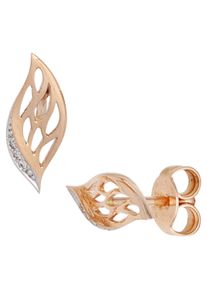Jobo Damen Paar Ohrstecker, SI = kleine Einschlüsse, Roségold 585-Diamanten, rosa, Rosu00e9gold 585, Diamanten, Ohrringe, 585 Roségold mit 6 Diamanten