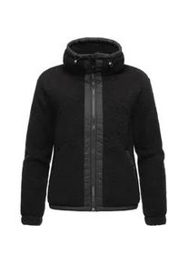 Sweatjacke Ragwear "Nordicka", Damen, Gr. L (40), schwarz, Fleece, Obermaterial: 100% Polyester; Innenfutter: 100% Polyester, l&auml;ssig geschnitten h&uuml;ftlang, hoch geschlossener Ausschnitt, &Auml;rmel ohne &Auml;rmelschlitz normaler Saum mit Gummizug, Sweatjacken Sweatjacke, Sportliche Kapuzenjacke mit Kunstleder-Elementen