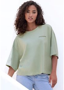 Copenhagen Studios Oversize-Shirt 'mit hochwertiger Logostickerei' grün Gr. L (40) für Damen. Rundhals und Logostickerei. Oversize. Nachhaltig.
