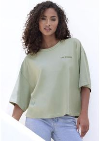 Copenhagen Studios Oversize-Shirt 'mit hochwertiger Logostickerei' grün Gr. M (38) für Damen. Rundhals und Logostickerei. Oversize. Nachhaltig.