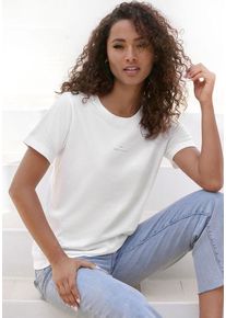 Copenhagen Studios T-Shirt 'mit dezentem Logoprint vorn' weiß Gr. M (38) für Damen. Rundhals und Logodruck. Bequem. Nachhaltig.