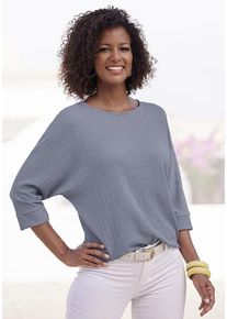 Vivance 3/4-Arm-Shirt 'aus bügelfreier Crêpe-Qualität' rauchblau Gr. 32/34 für Damen. Mit Rundhals. Lässig Geschnitten. Nachhaltig.