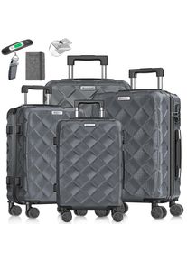 Kesser® Reisekoffer Set 4-teilig Kofferset ABS Hartschalenkoffer mit Zahlenschloss, Kofferwaage & Reisebrieftasche 360° Rollen Handgepäck & große Koffer für Business & Reise Trolley