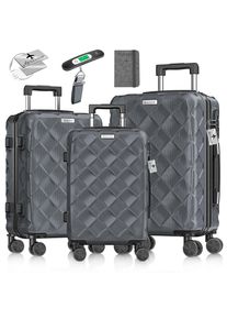Kesser® Reisekoffer Set 3-teilig Kofferset ABS Hartschalenkoffer mit Zahlenschloss, Kofferwaage & Reisebrieftasche 360° Rollen Handgepäck & große Koffer für Business & Reise Trolley