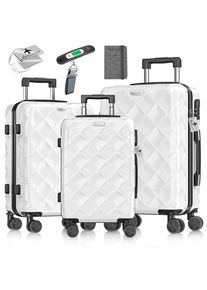 Kesser® Reisekoffer Set 3-teilig Kofferset ABS Hartschalenkoffer mit Zahlenschloss, Kofferwaage & Reisebrieftasche 360° Rollen Handgepäck & große Koffer für Business & Reise Trolley