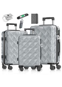 Kesser® Reisekoffer Set 3-teilig Kofferset ABS Hartschalenkoffer mit Zahlenschloss, Kofferwaage & Reisebrieftasche 360° Rollen Handgepäck & große Koffer für Business & Reise Trolley