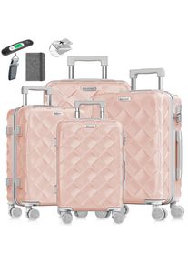 Kesser® Reisekoffer Set 4-teilig Kofferset ABS Hartschalenkoffer mit Zahlenschloss, Kofferwaage & Reisebrieftasche 360° Rollen Handgepäck & große Koffer für Business & Reise Trolley