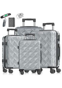 Kesser® Reisekoffer Set 4-teilig Kofferset ABS Hartschalenkoffer mit Zahlenschloss, Kofferwaage & Reisebrieftasche 360° Rollen Handgepäck & große Koffer für Business & Reise Trolley